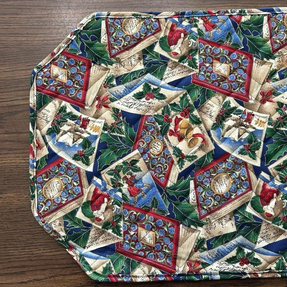 Vintage Handmade 80's-90's‎ Handmade Quilted Christmas Placemats, Set Of 4